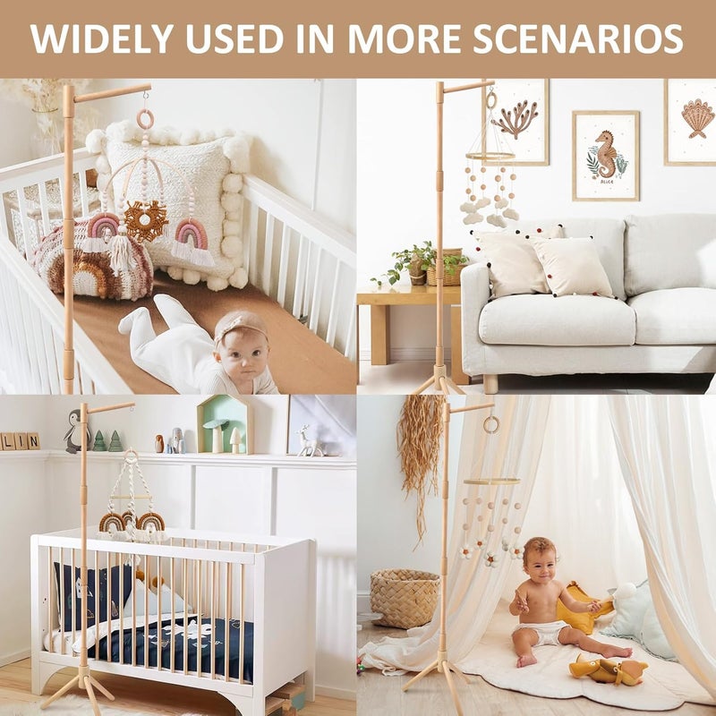 JILPAK Floor-Standing Crib Mobile Arm - 61.4 Inch Wooden Mobile Arm for Crib - Movable Baby Mobile Hanger with Strong Anti-Dumping Attachment - 100% Beech Wood - Easy Assembly - Nursery Decor - Image 4